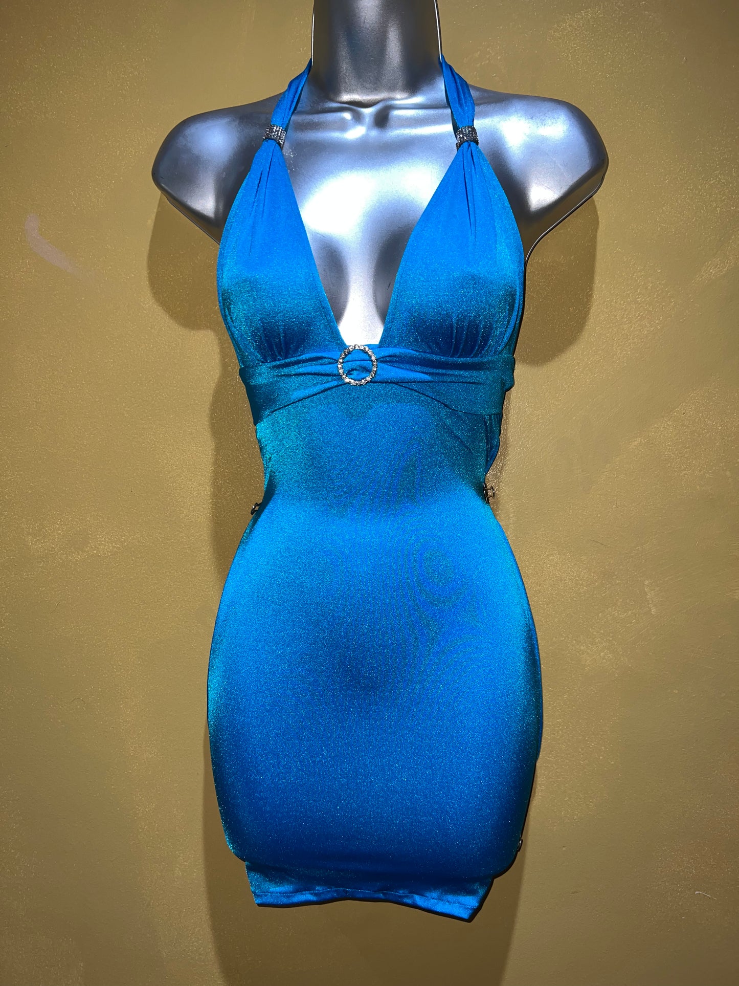 Blue Rhinestone Triangle Top Mini