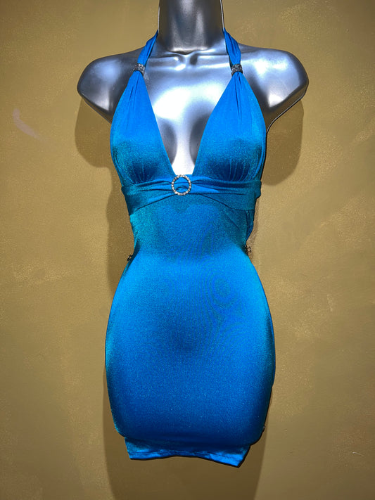 Blue Rhinestone Triangle Top Mini