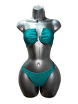 TEAL STRAPLESS TOP AND THONG