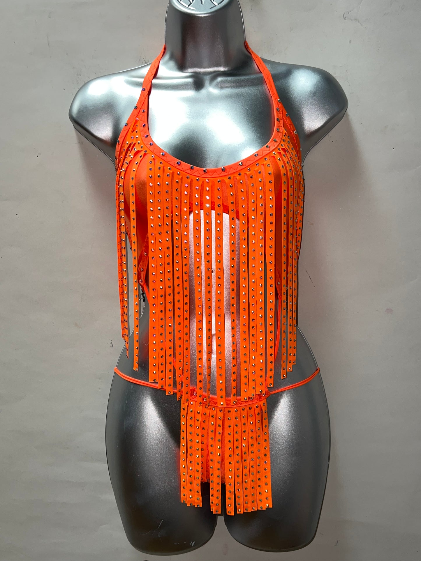 Two Piece Orange Fringe Set