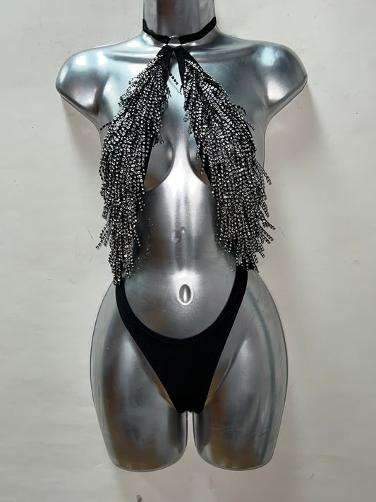 Two Piece Blk Fringe Set