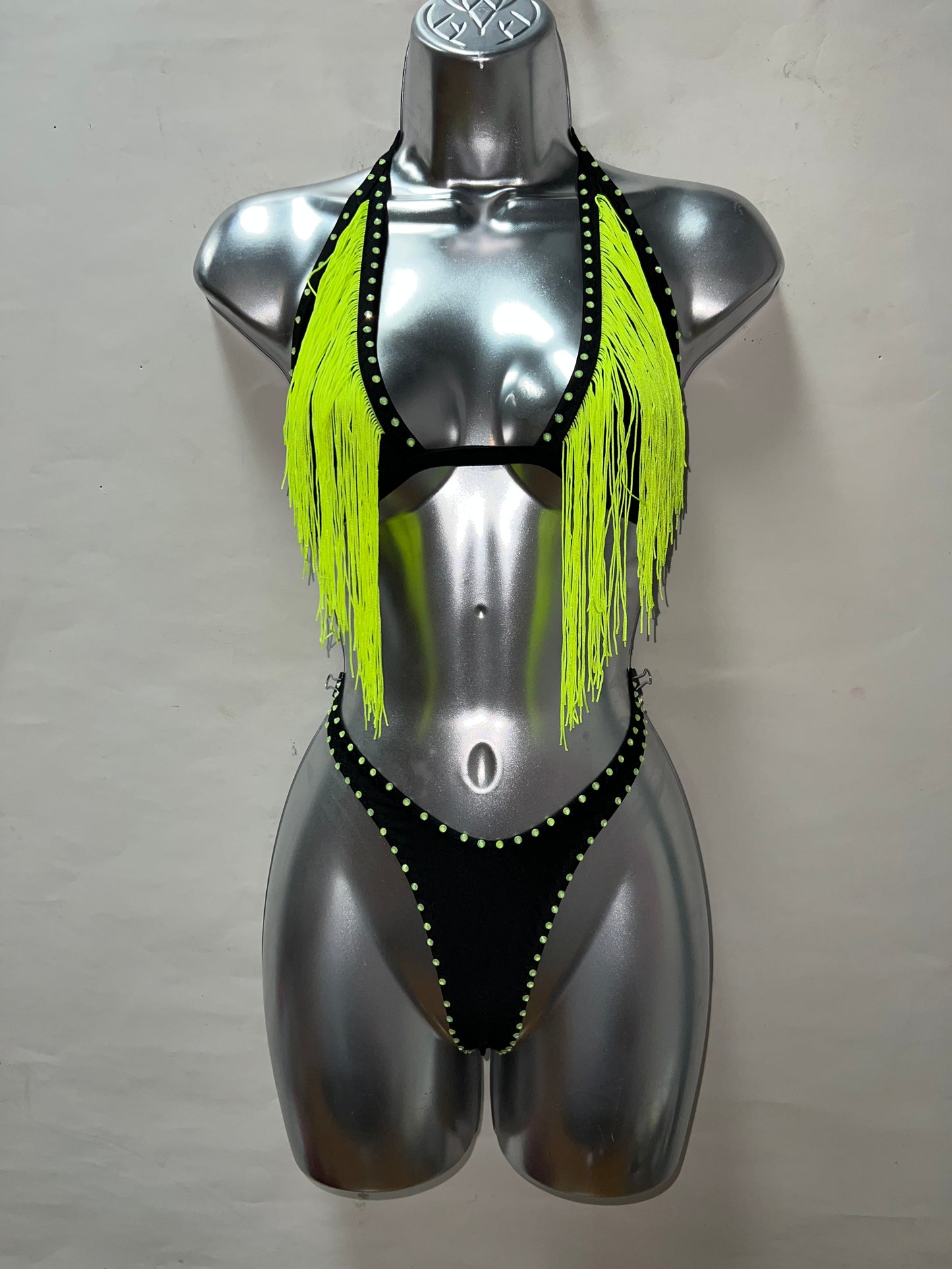 Two Piece Fringed Micro Booty Short Set