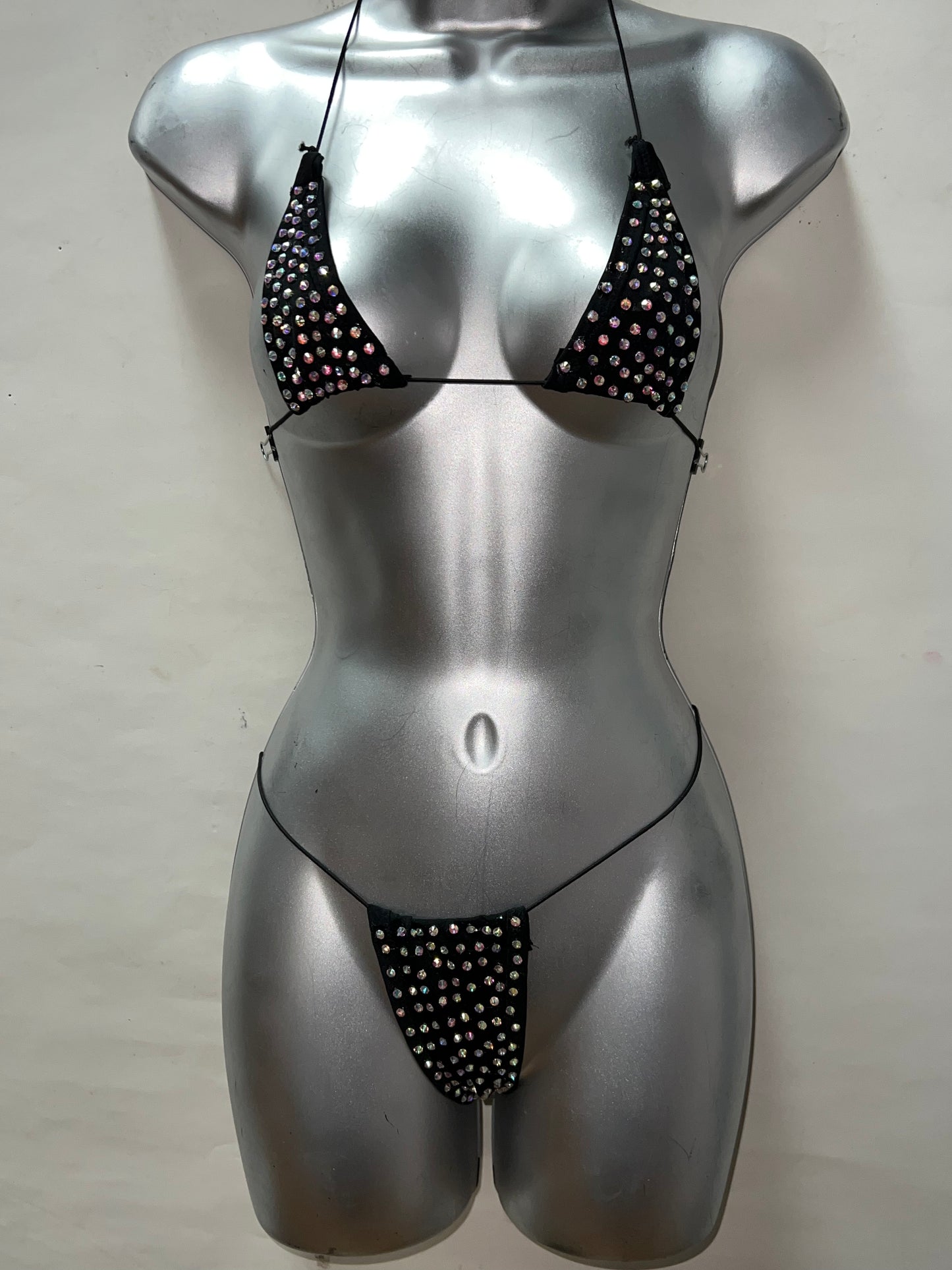 Two Piece Rhinestone Black Set