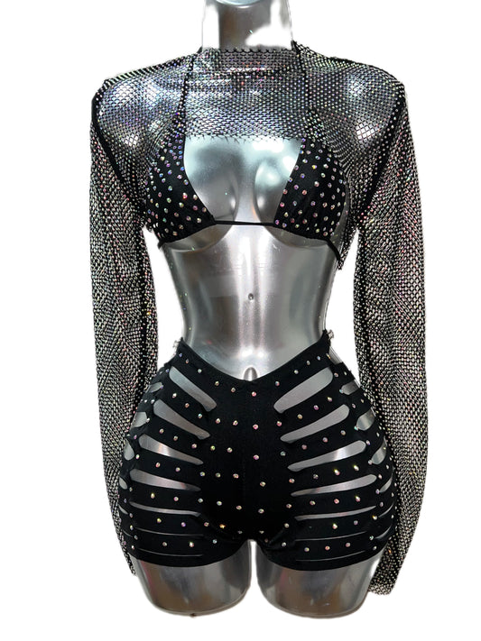 Three Piece Slit Short Set