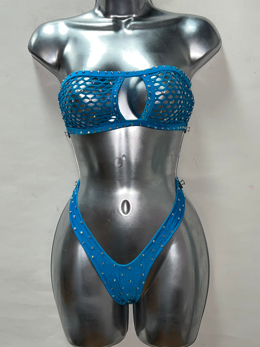 Two Piece Blue Square Top Set