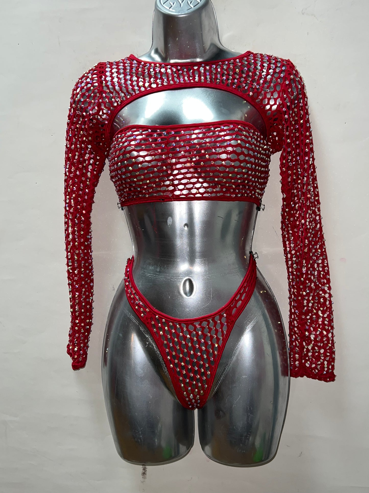 Three Piece Rhinestone Short Set