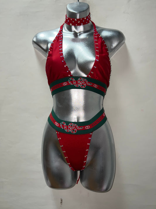 Three Piece Red Short Set