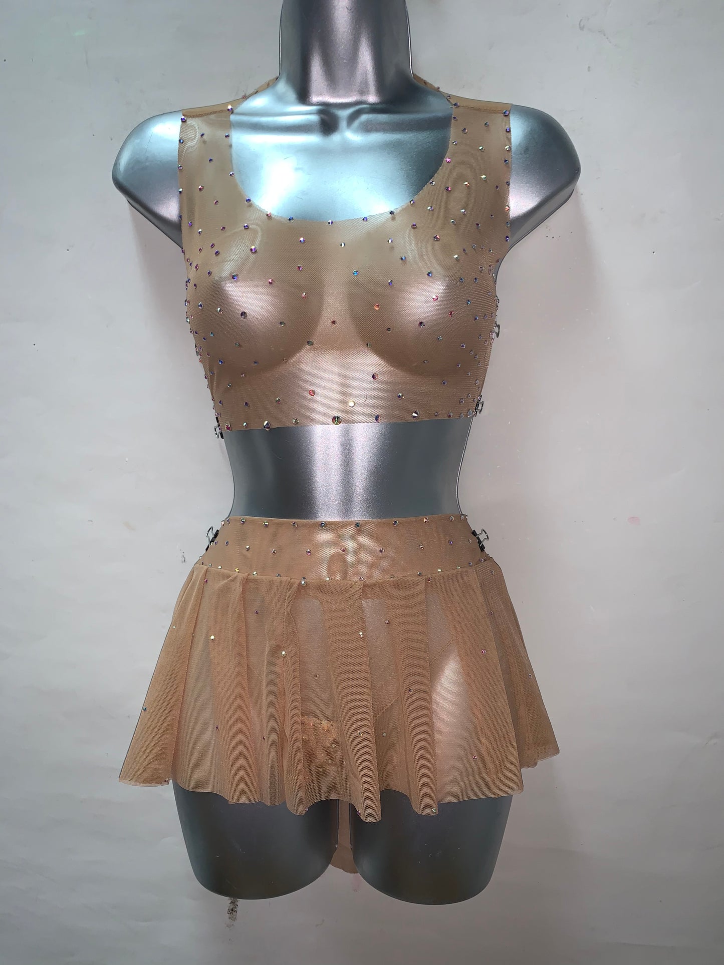 3PC MESH SKIRT SET