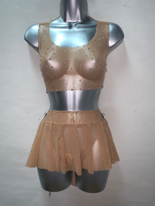 3PC MESH SKIRT SET
