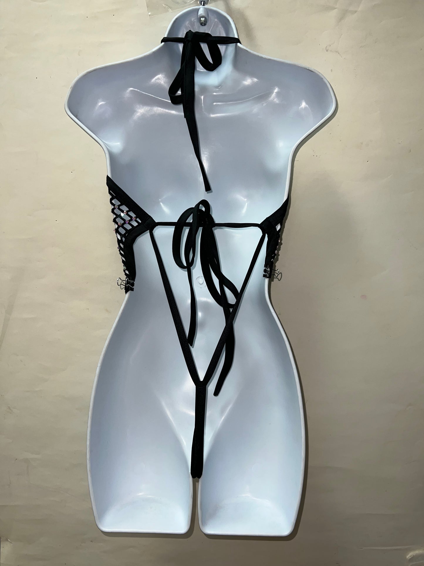 One Piece Rhinestone Fishnet Ensemble