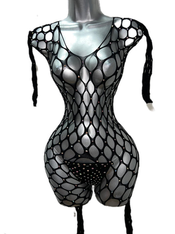 BLACK ONE PIECE NET OUTFIT