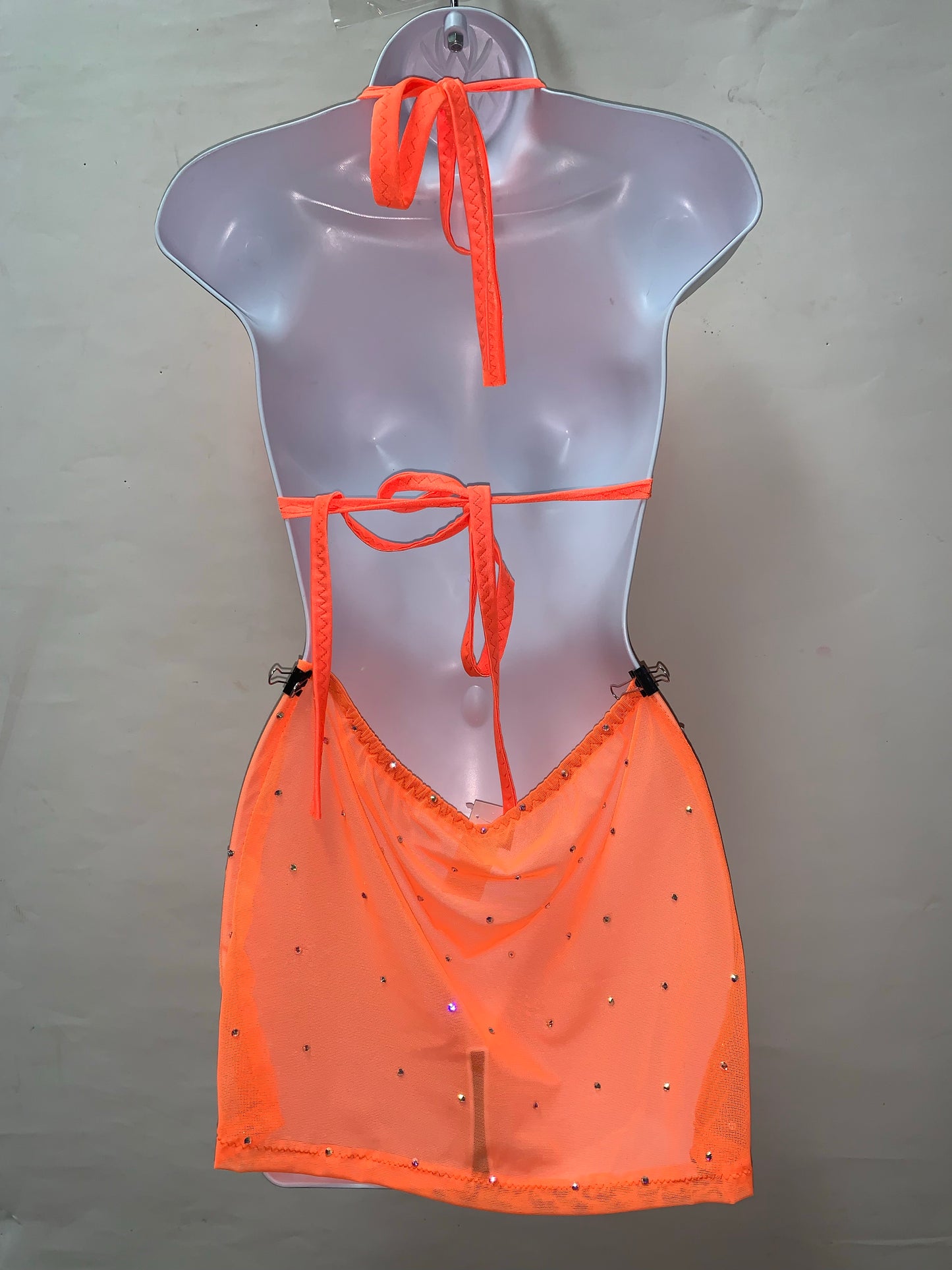 NEON ORANGE FRINGE TWO PIECE SET