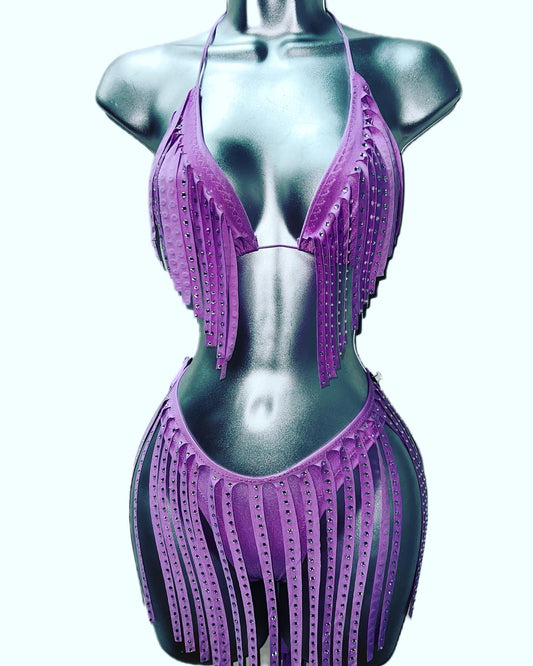 Two Piece Lavender Fringe Set
