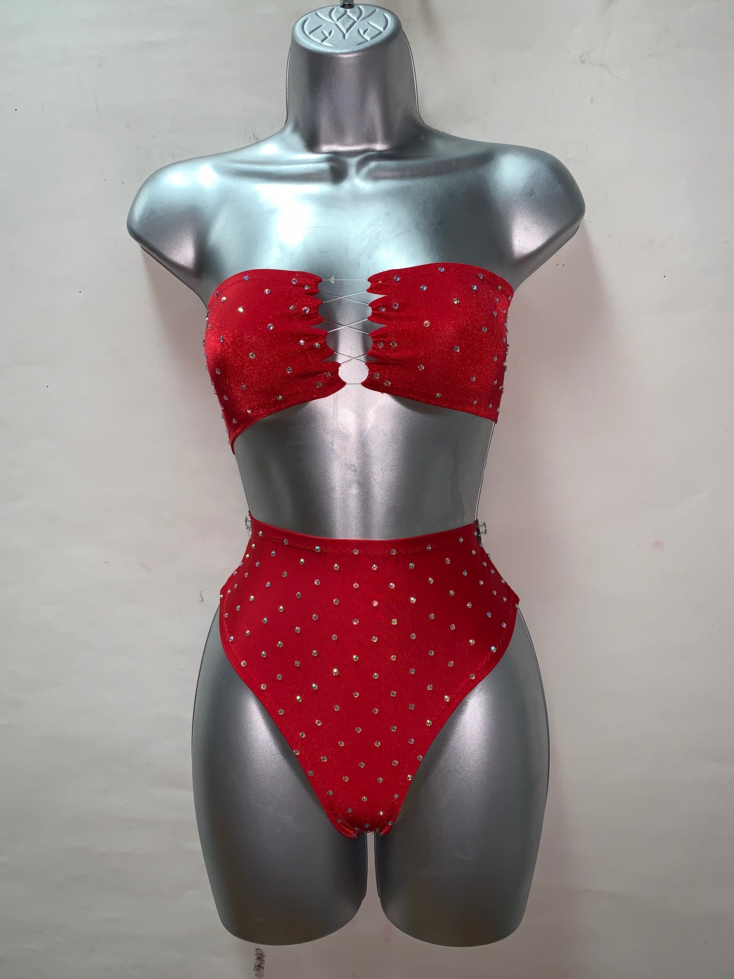 RED HIGH WAIST TWO PIECE
