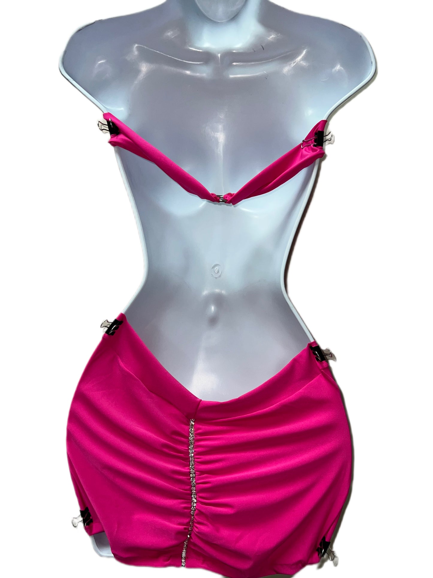 HOT PINK DRAPE MINI DRESS