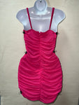 Pink Ruched Strapped Dress