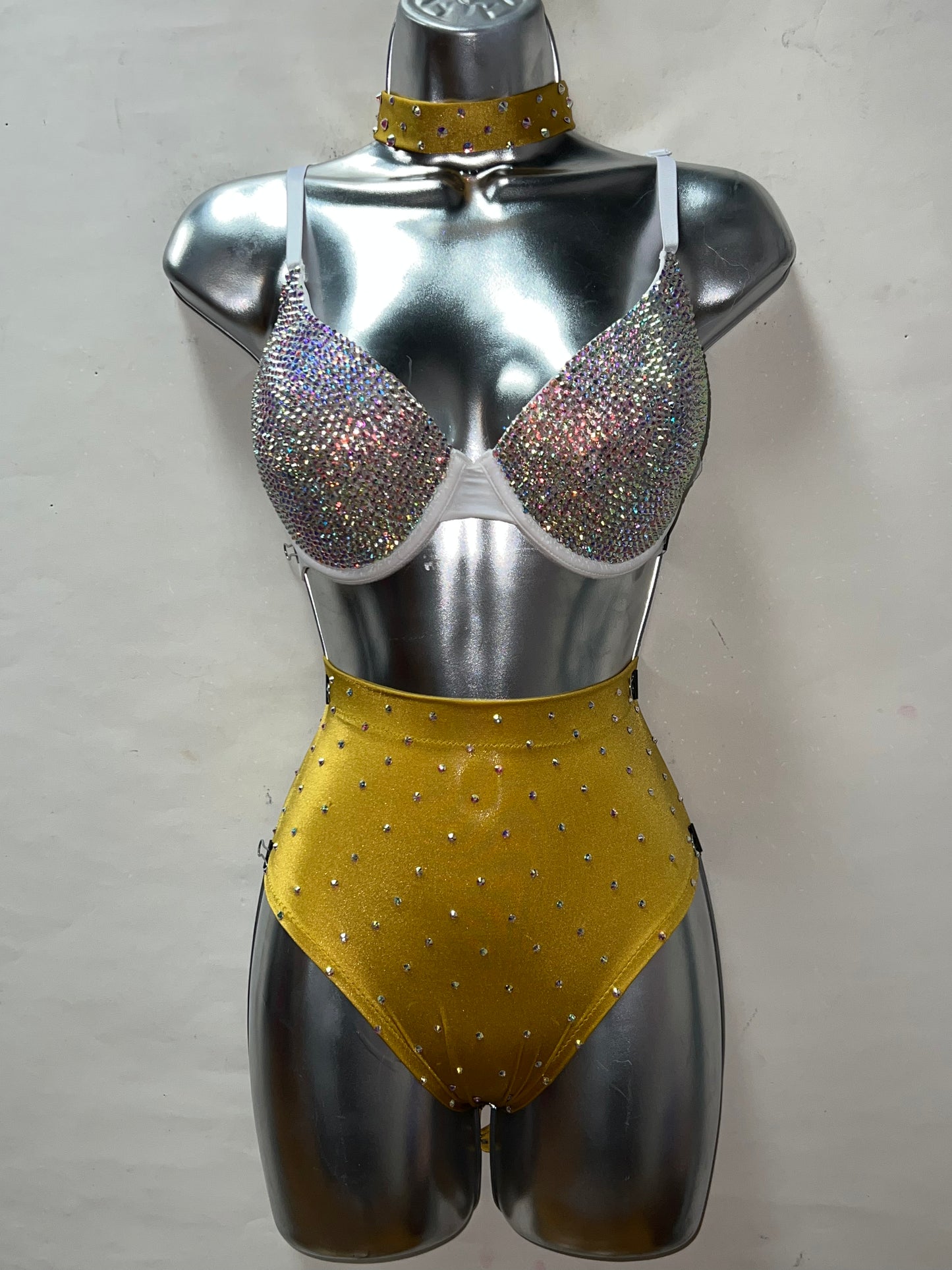 Two Piece Rhinestone High Waist Set