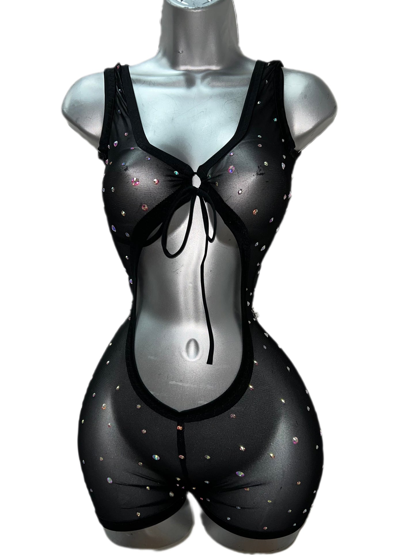 BLACK ONE PIECE SHORTS SET