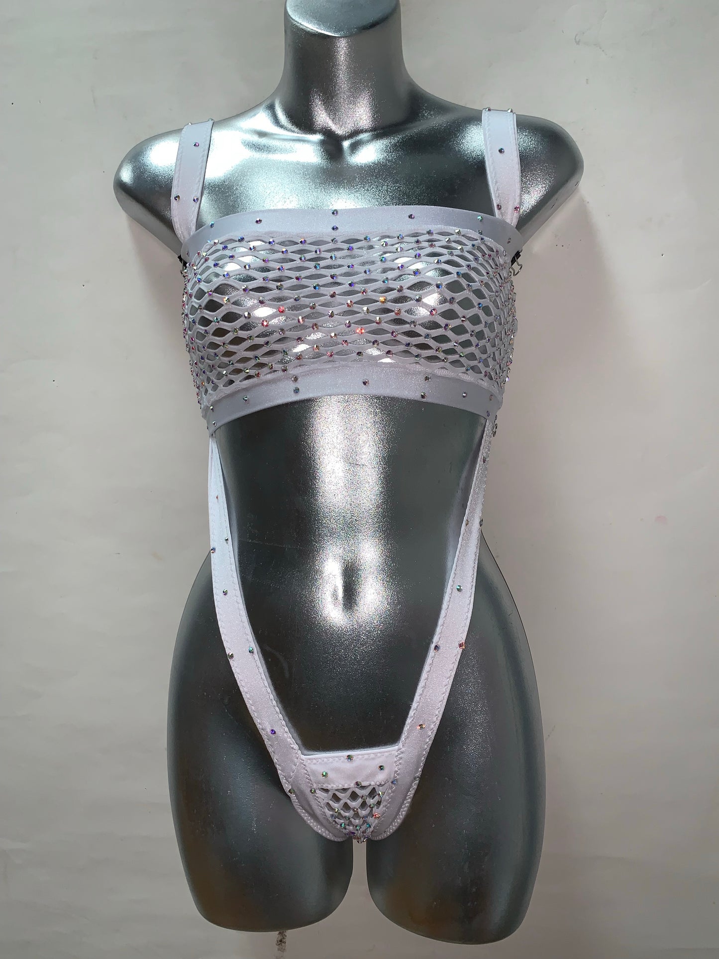 WHITE FISHNET SLINGSHOT TWO PIECE