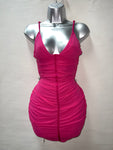 Pink Ruched Strapped Dress
