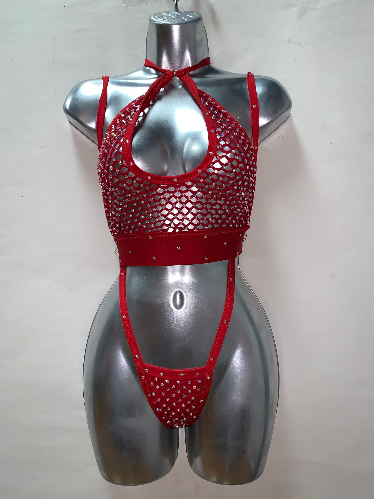 RED TWO PIECE FISH NET SLING SHOT