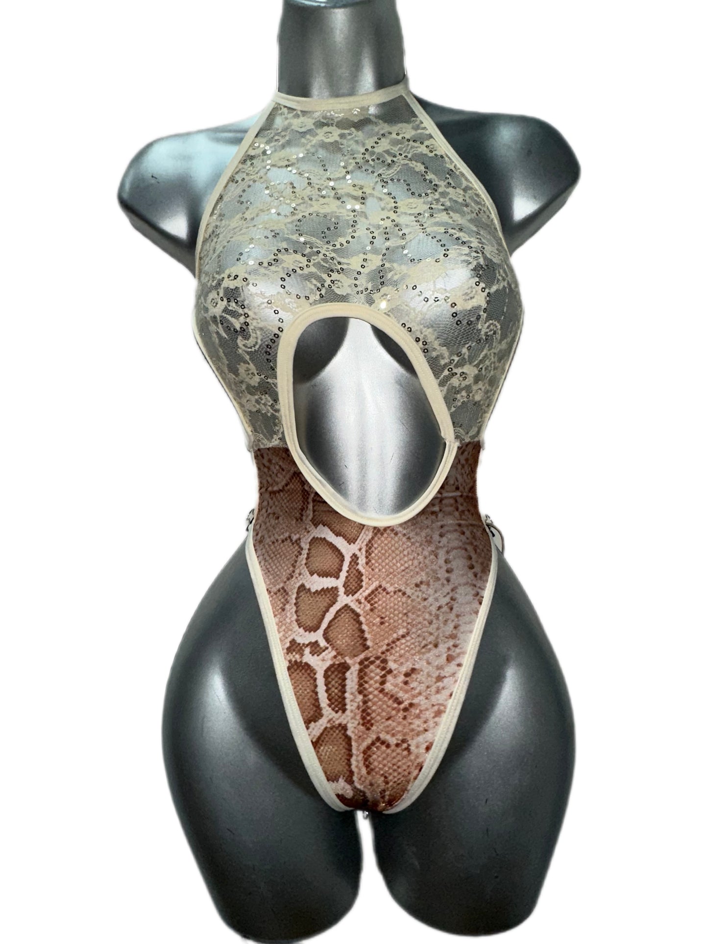 Lace w/ Snake Print One Piece