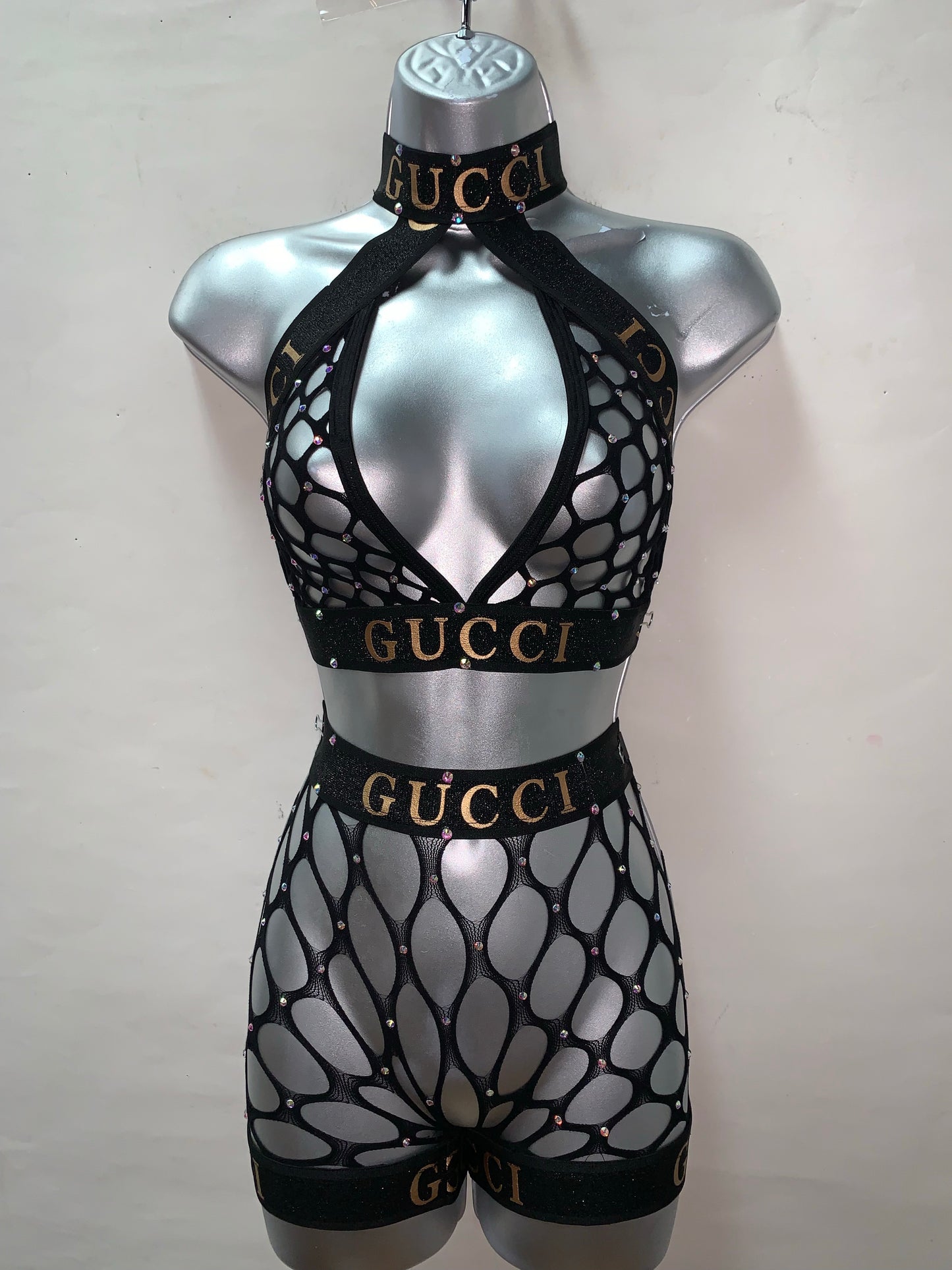 BLACK FISHNET TWO PIECE