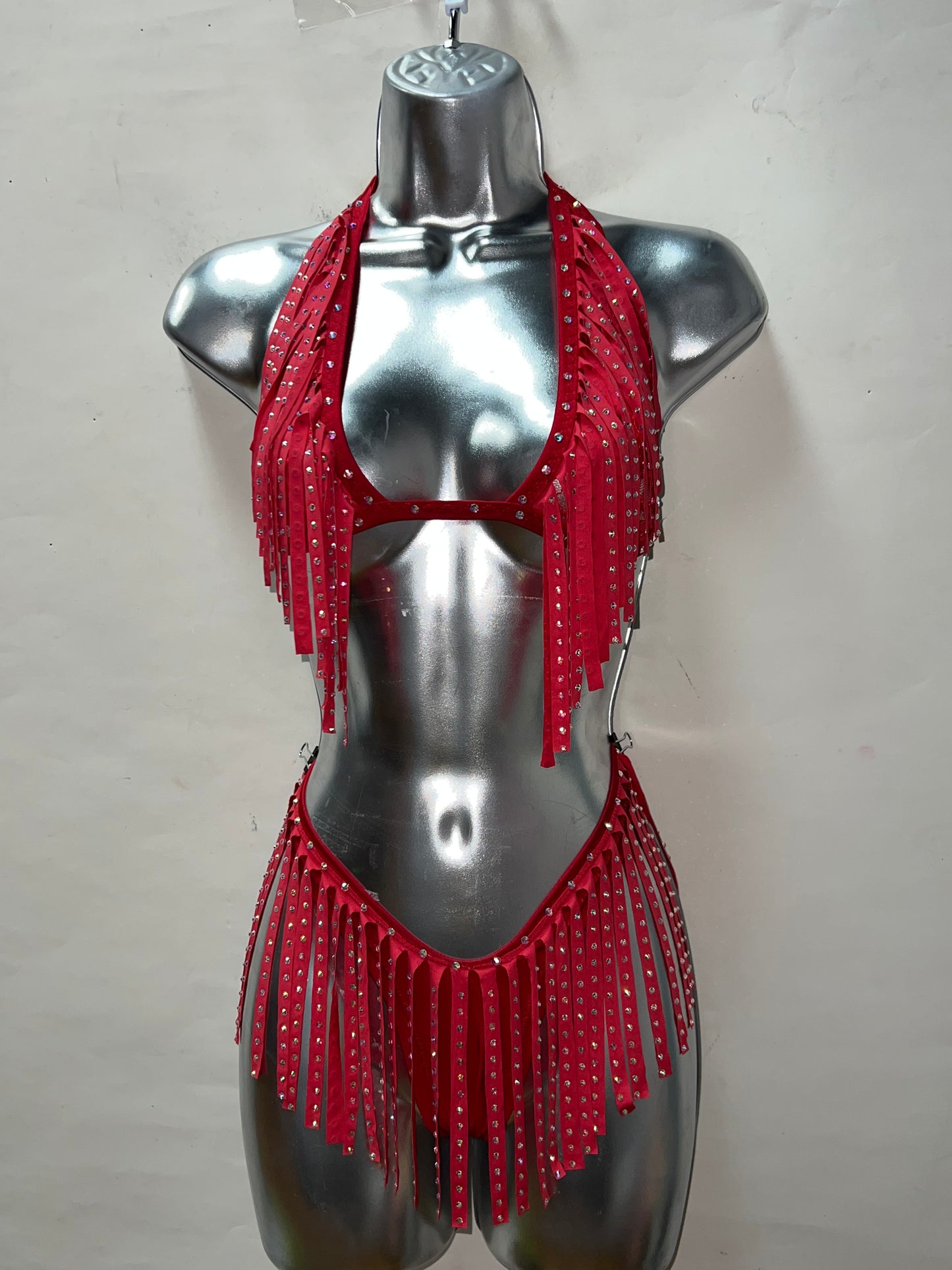 Two Piece Red Fringe Set