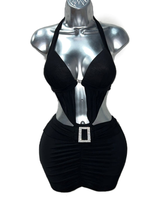 Black Rhinestone Dress