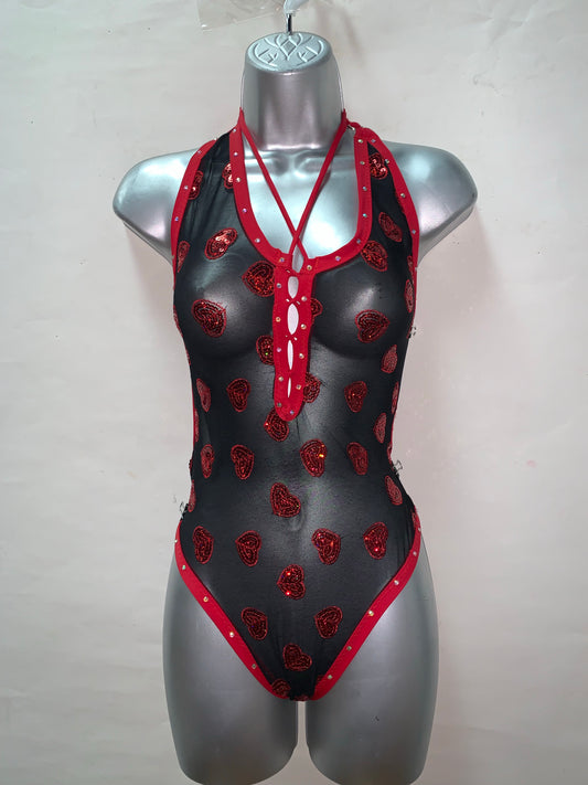 RED AND BLACK ONE PIECE