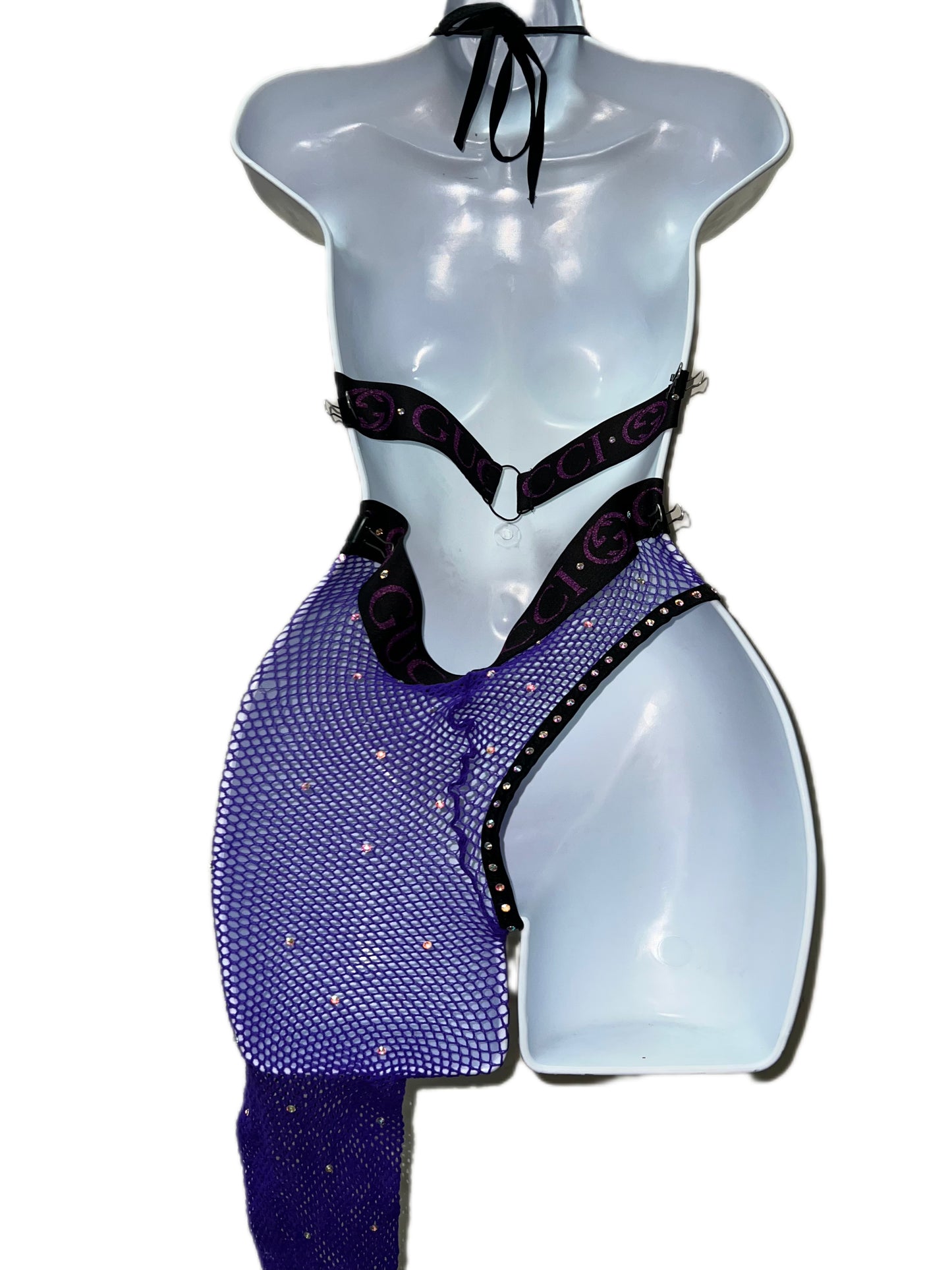 PURPLE FISHNET TWO PIECE