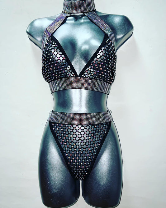 Two Piece Rhinestone Short Set