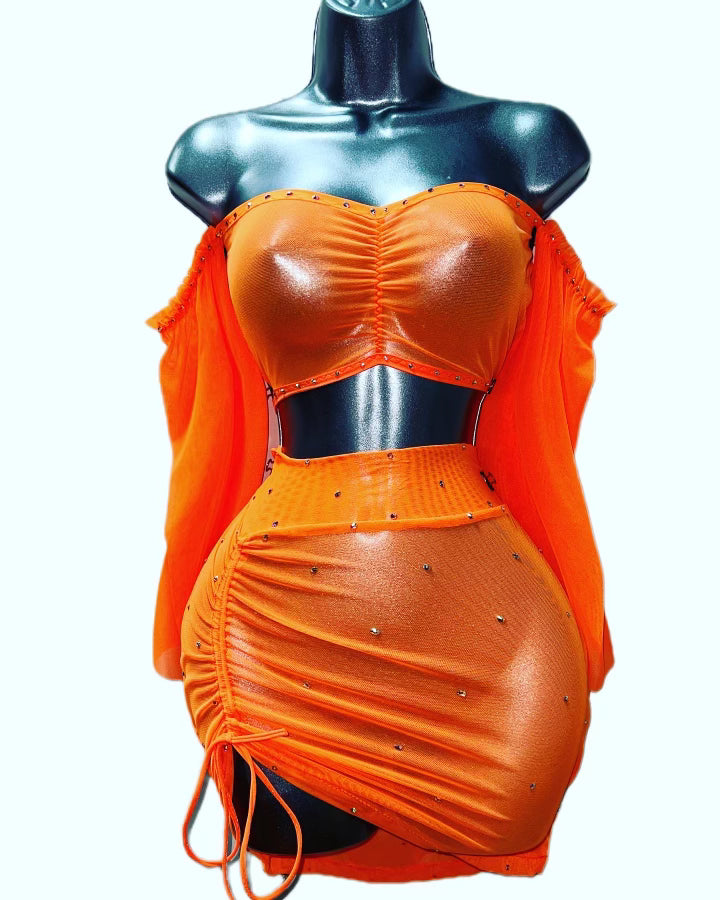 ORANGE SKIRT SET