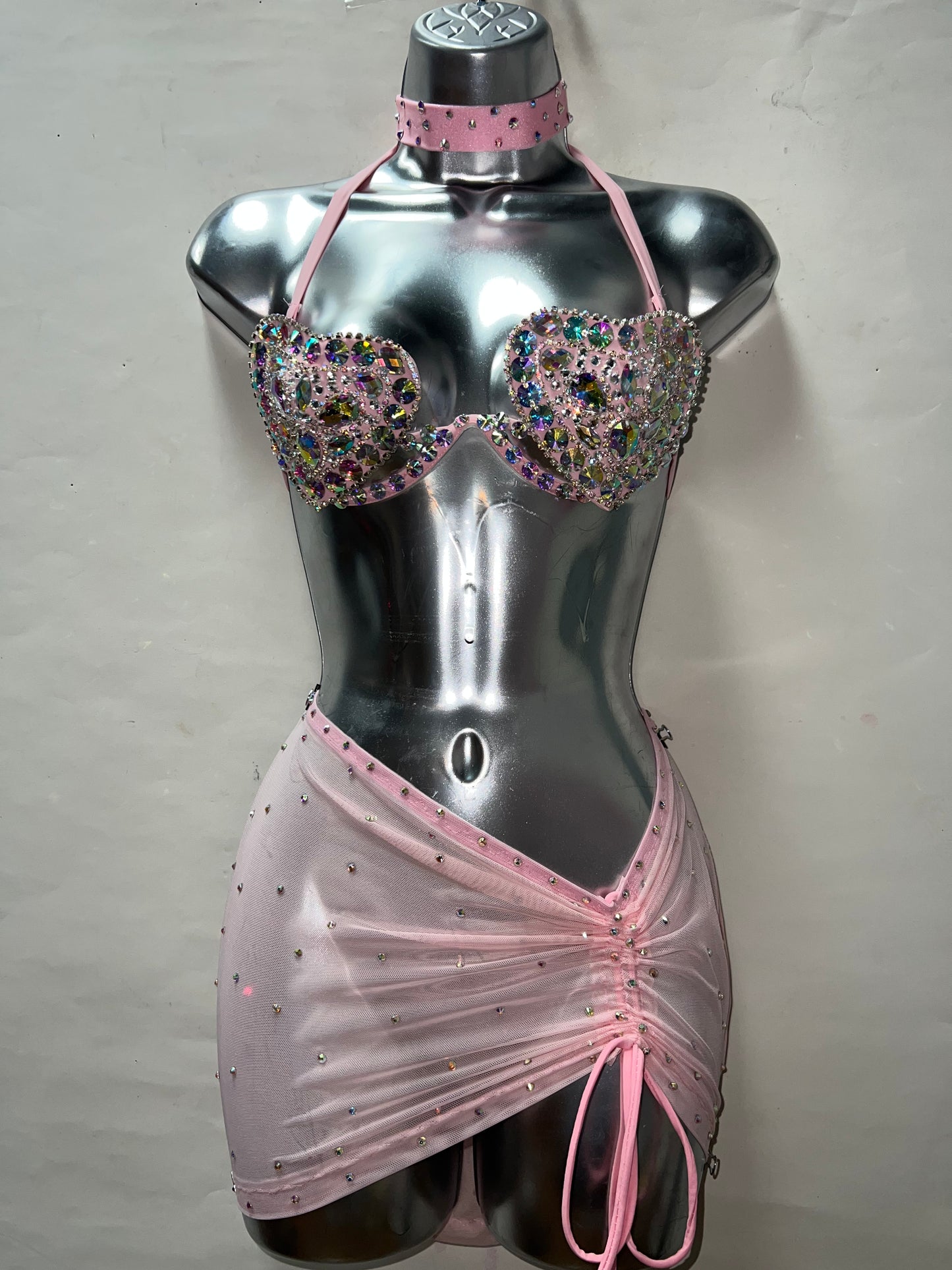 Three Piece Pink Bra Set