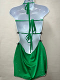 Two Piece Star Top Green Skirt Set