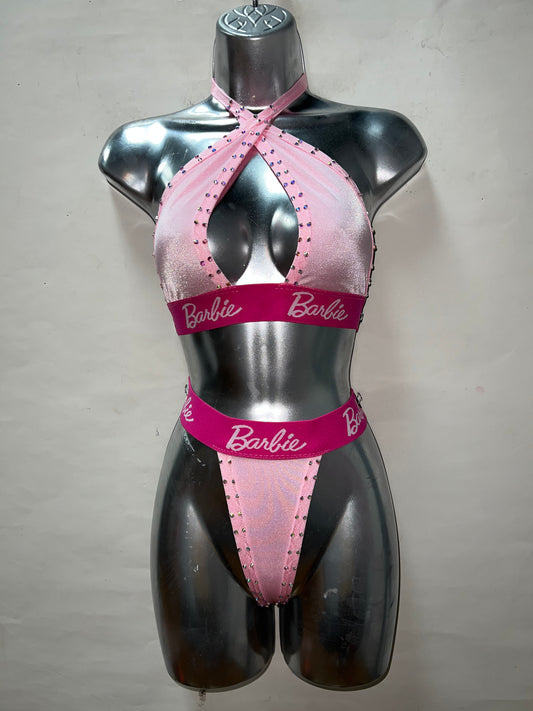 Two Piece Pink Thong Set