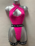 HOT PINK ONE PIECE WITH CHAPS
