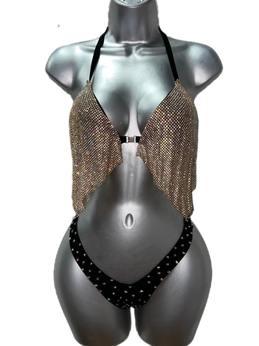 RHINESTONE WATERFALL TOP WITH THONG