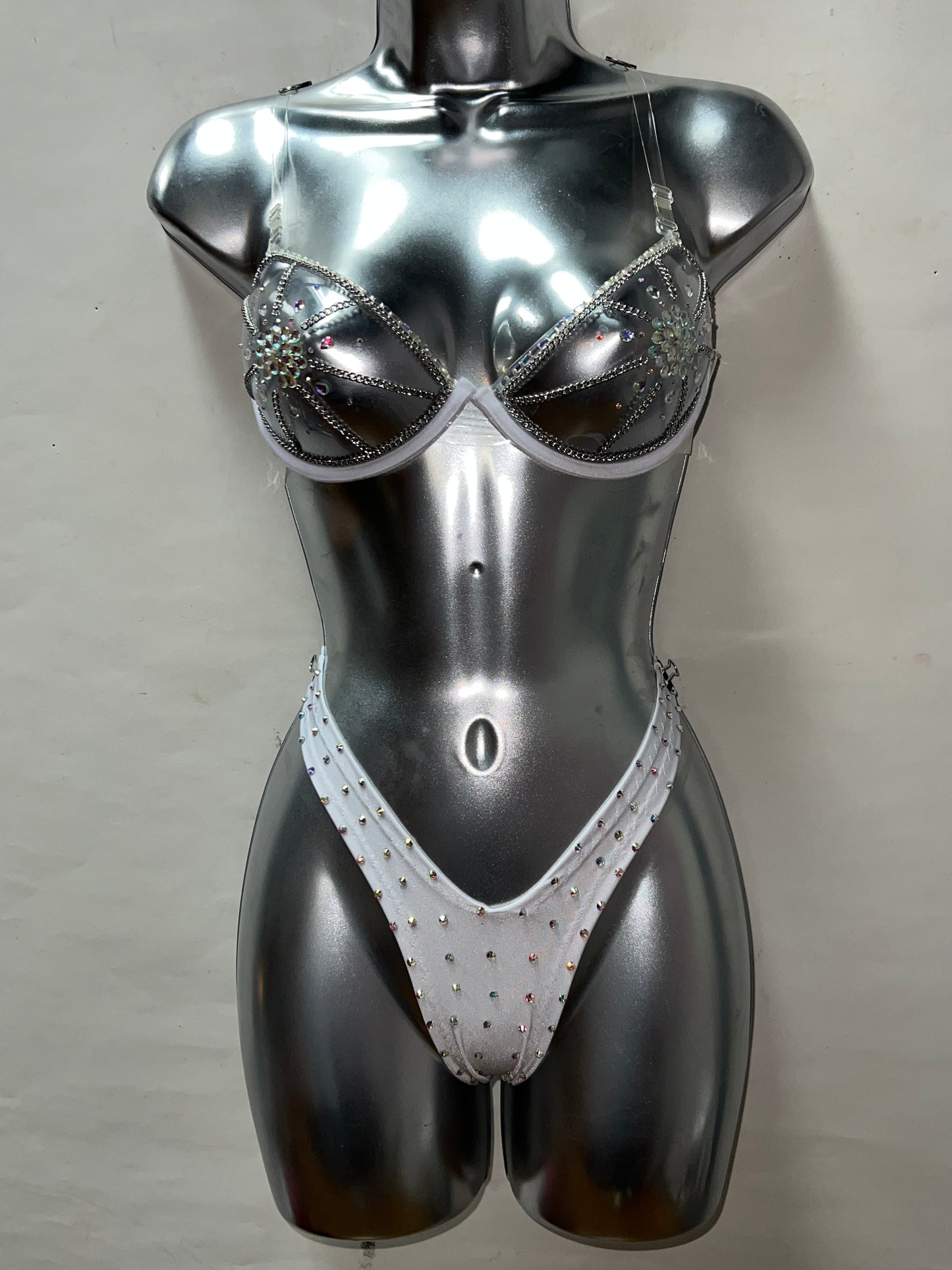 Two Piece Rhinestone Bra Set