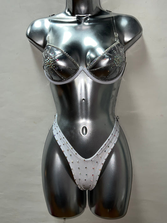 Two Piece Rhinestone Bra Set