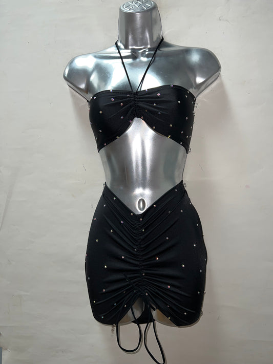 Two Piece Blk Skirt Set