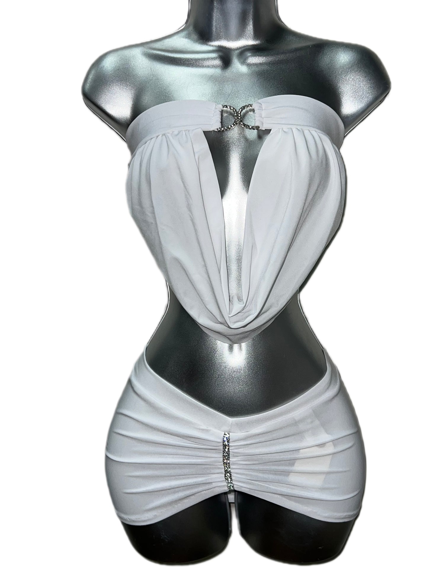 Two Piece White Skirt Set