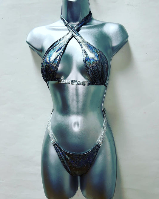 Two Piece Rhinestone Short Set