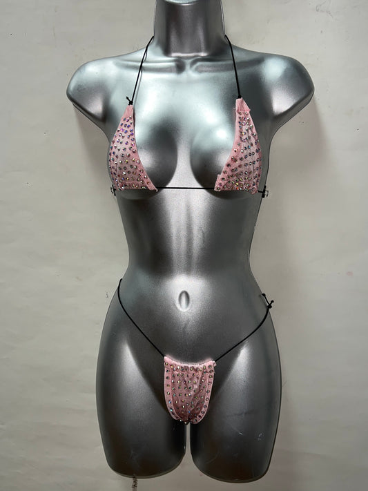 Two Piece Pink Rhinestone Set