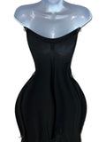 STRAPLESS BLACK MINI DRESS WITH RHINESTONES
