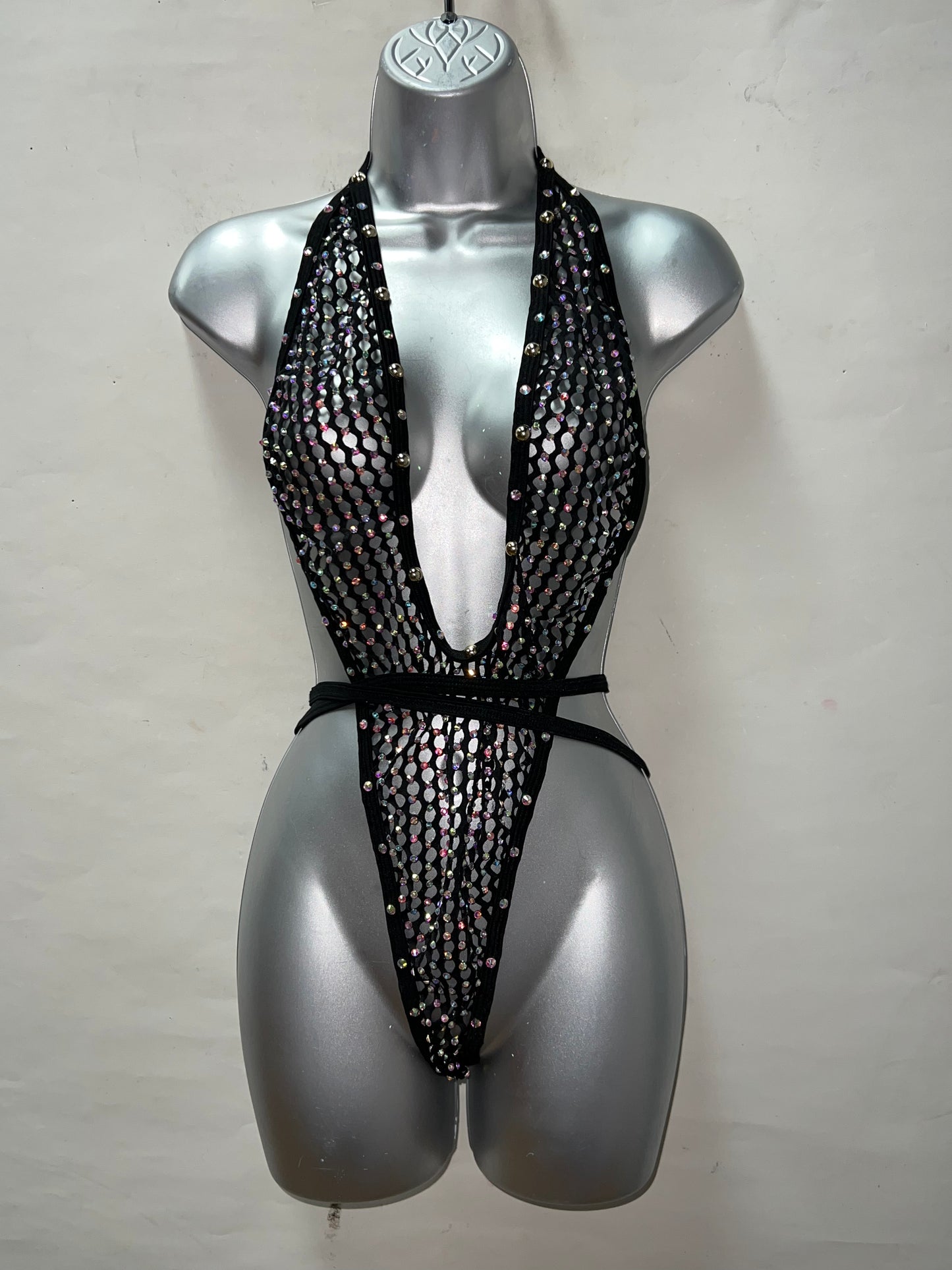Rhinestone Blk One Piece