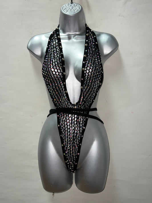 Rhinestone Blk One Piece