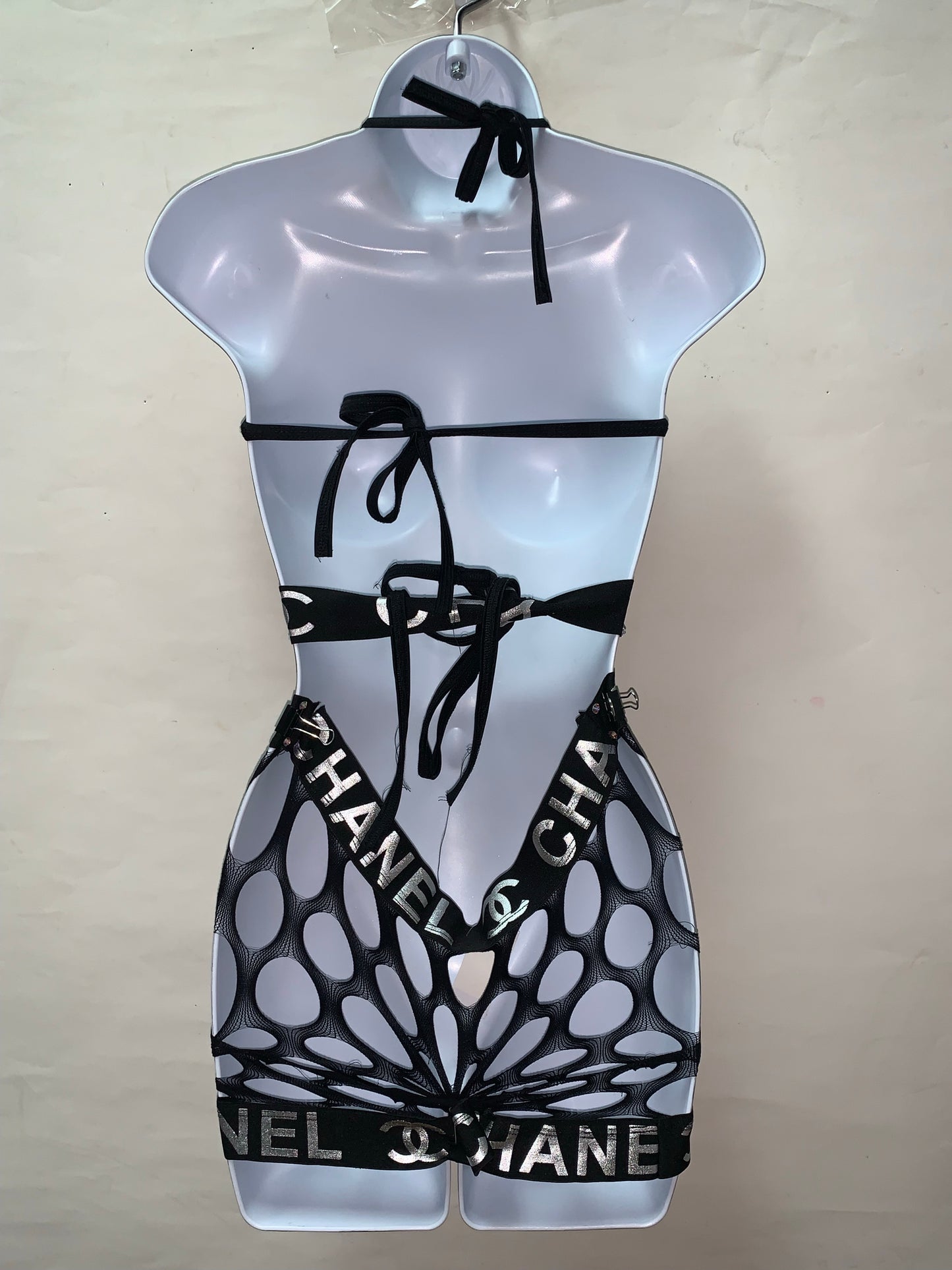 TWO PIECE BLACK FISHNET SET