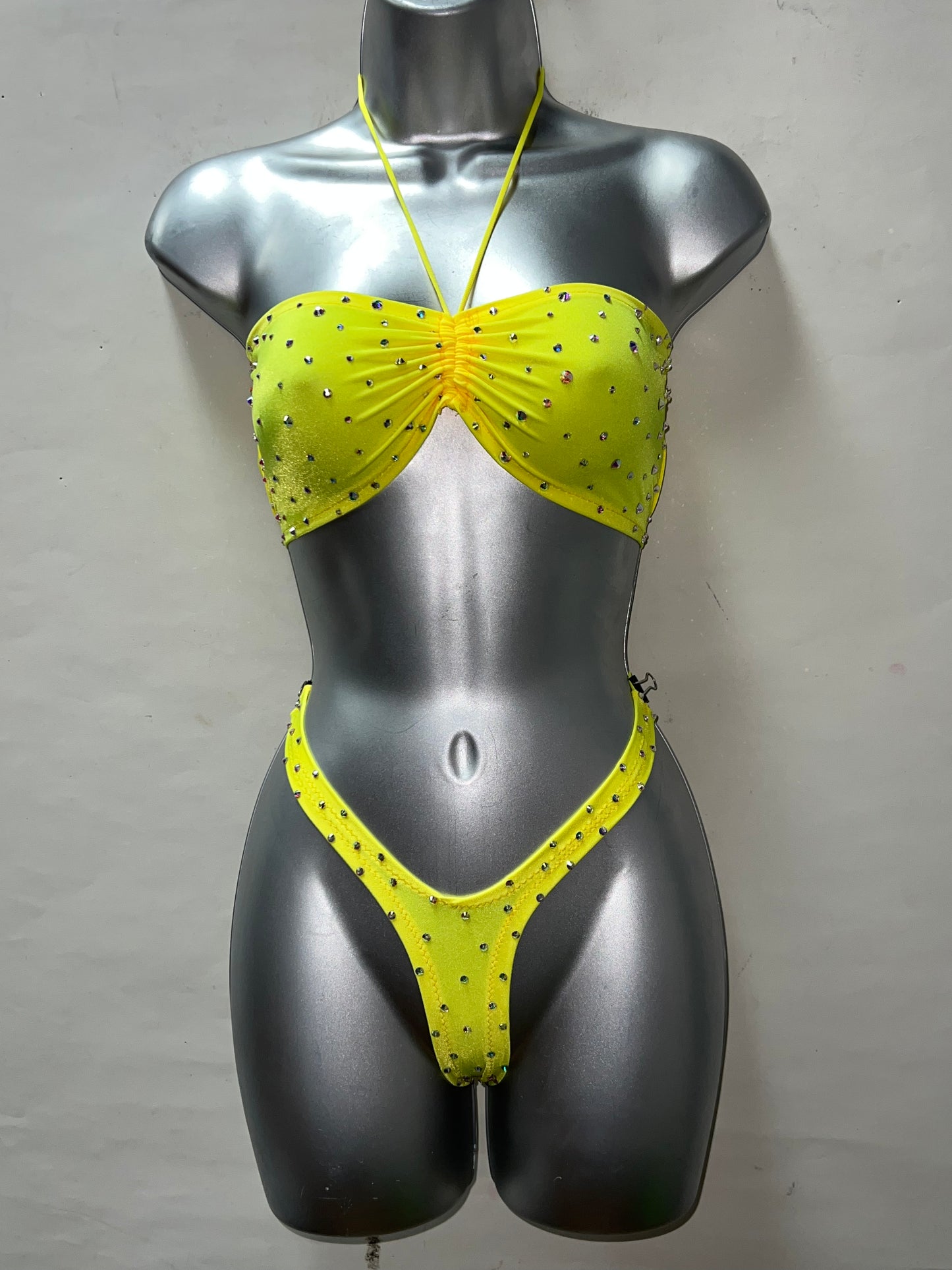 Two Piece Yellow Thong Short Set