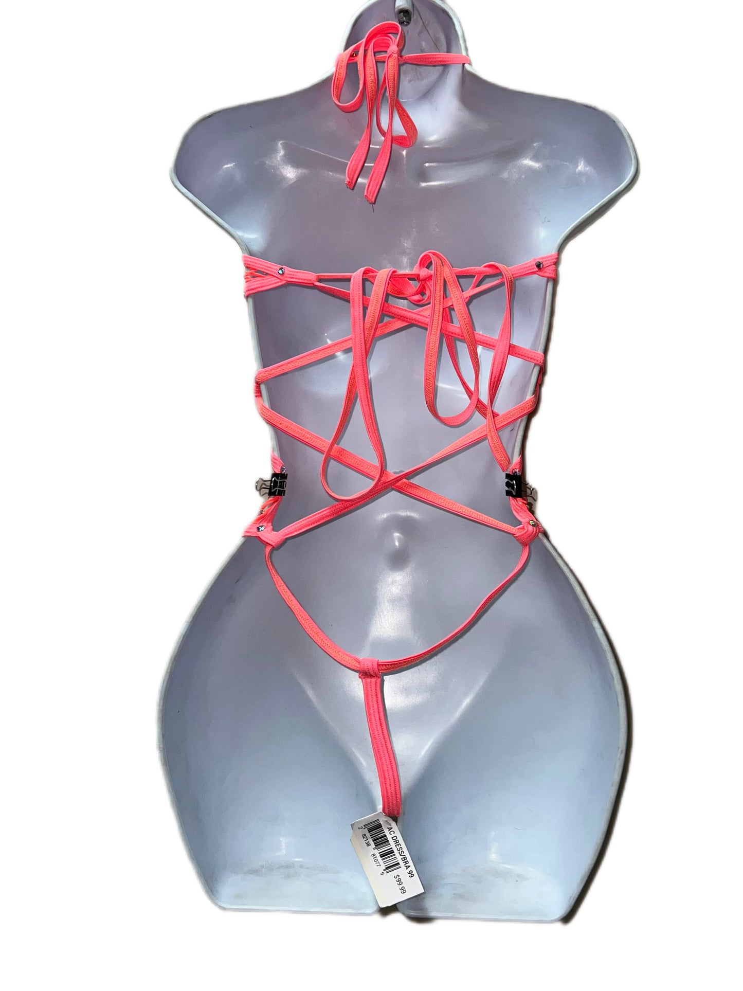 BRIGHT CORRAL FISHNET BODYSUIT